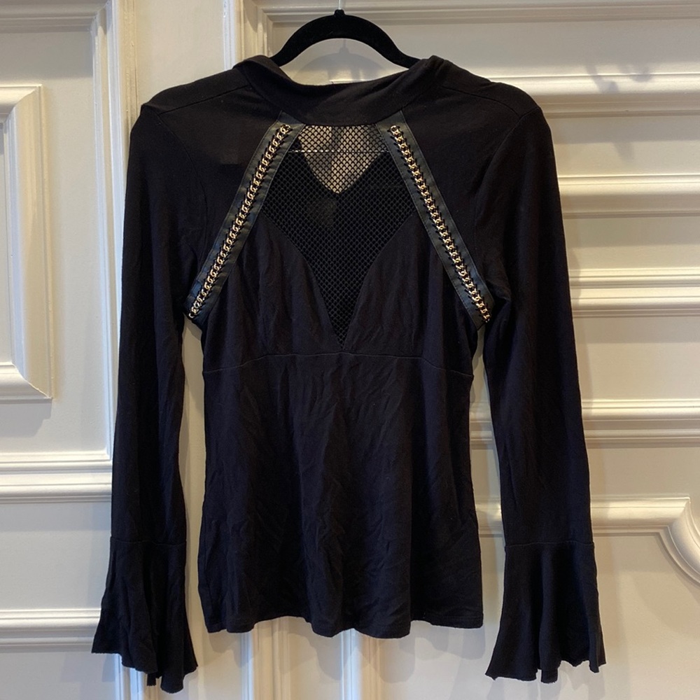 Edgy black top with mesh accents size S/M